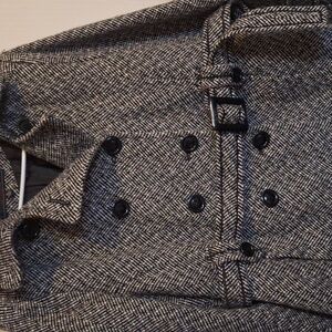 Stylish Black and White Herringbone Coat